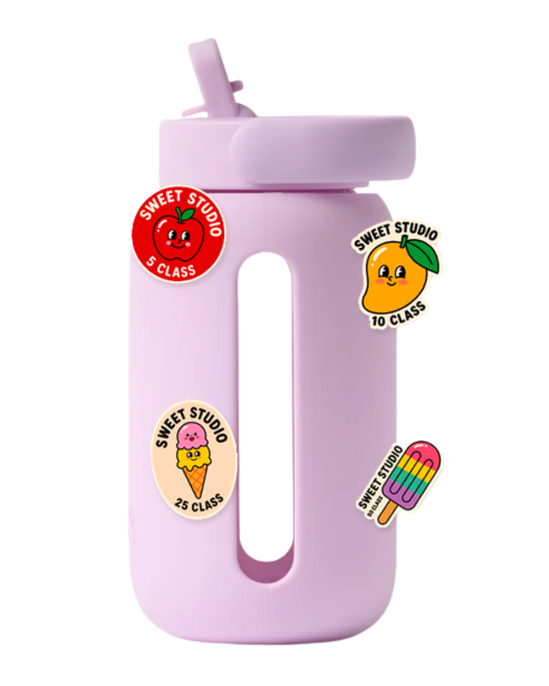 Pink Bink bottle with Sweet Studio milestone stickers